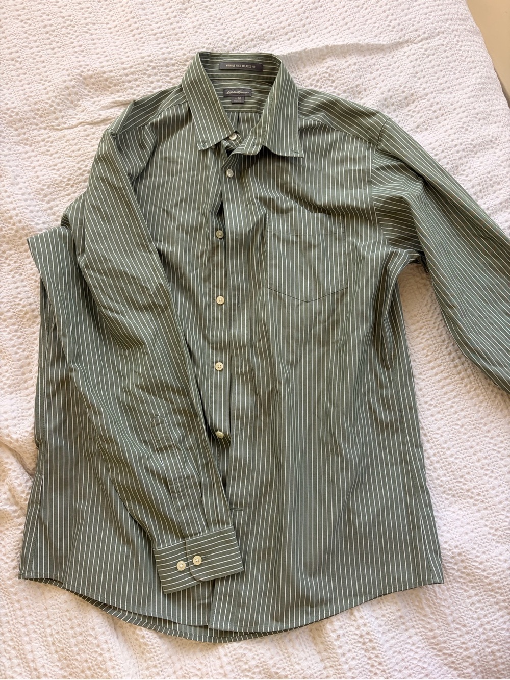 Men’s green striped Eddie Bauer button down